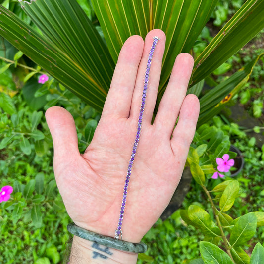 Bolivian Amethyst Line Bracelet in Sterling Silver