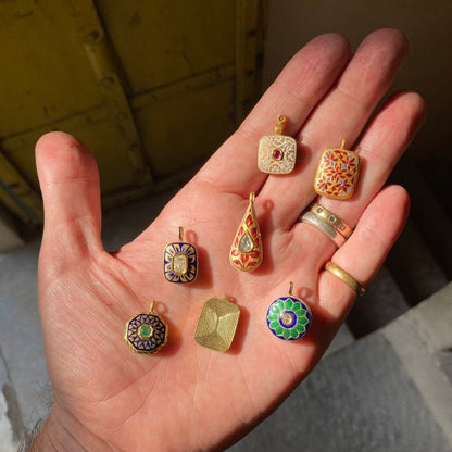 gold enamel pendants